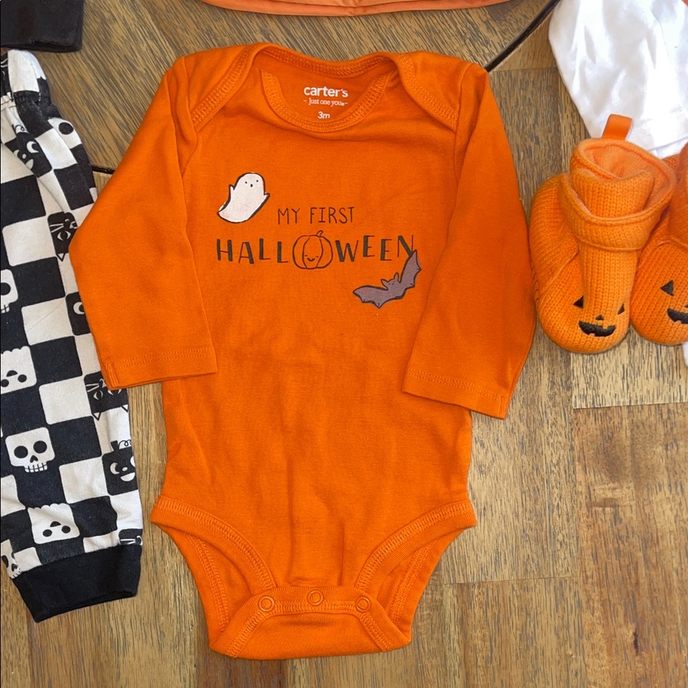 Halloween Baby Outfit Bundle Carters Old Navy Cat & Jack 0-6M Pumpkin Skeleton - Picture 4 of 10